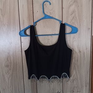 Black Rhinestone fringe Small